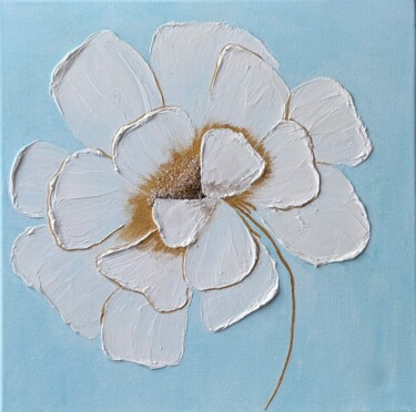 Painting titled "Fleur délicate" by Antanina Galoubets (Antanina Shkradjuk), Original Artwork, Acrylic Mounted on Wood Panel