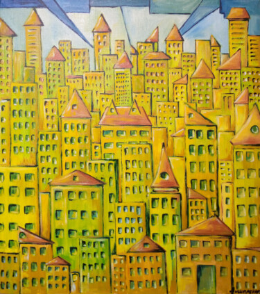 Painting titled "Золотой Город" by Dmitrij Lisalenko, Original Artwork, Oil