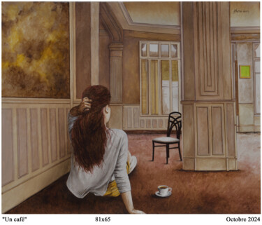 Peinture intitulée "Un café" par Plumerand Frédéric, Œuvre d'art originale, Huile Monté sur Châssis en bois