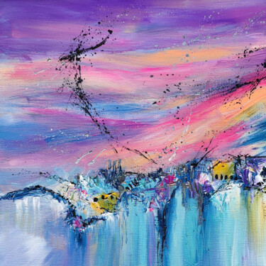 Peinture intitulée "Vague céleste - tab…" par Âme Sauvage, Œuvre d'art originale, Acrylique Monté sur Châssis en bois