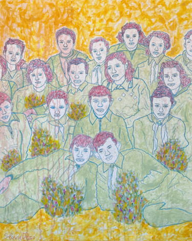 Peinture intitulée "SCHOOL PHOTO" par Slava Dego, Œuvre d'art originale, Acrylique Monté sur Châssis en bois