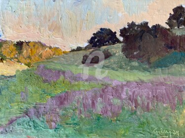 Painting titled "Golden Hour, Mill P…" by Georgina Rey, Original Artwork, Oil Mounted on Wood Panel