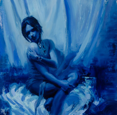 Dreaming in Azure Peinture intitulée "Dreaming in Azure" par Romain Eugène, Œuvre d'art originale, Huile Monté sur Panneau de bois