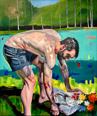Painting titled "Bloom Seeker" by Jonathan Mcafee, Original Artwork, Acrylic Mounted on Other rigid panel