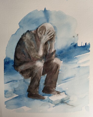 Schilderij getiteld "Désespoir" door Marina Mothes, Origineel Kunstwerk, Aquarel