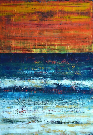 Painting titled "NATURE SUNSET WAVES" by Dimitra Papageorgiou, Original Artwork, Acrylic