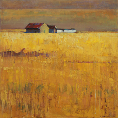 Schilderij getiteld "Golden fields" door Bo Kravchenko, Origineel Kunstwerk, Olie