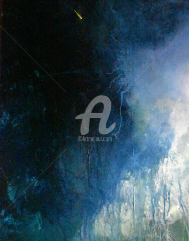 Malerei mit dem Titel "Bleu automne 4" von Nelly Carnet, Original-Kunstwerk, Acryl Auf Keilrahmen aus Holz montiert