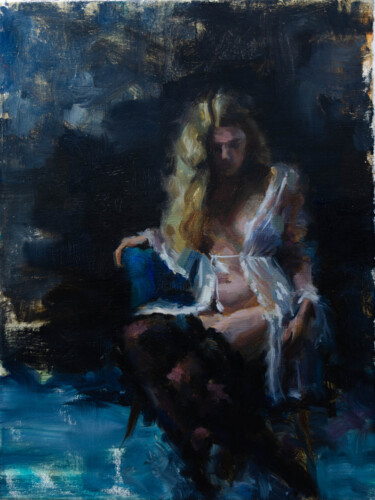 Veiled in Darkness Peinture intitulée "Veiled in Darkness" par Romain Eugène, Œuvre d'art originale, Huile Monté sur Châssis en bois