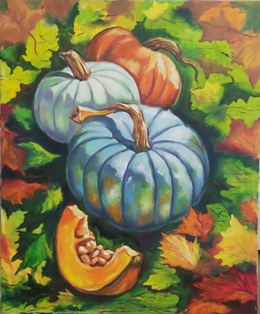 绘画 标题为“Pumpkin harvest” 由Svitlana Syniavska, 原创艺术品, 油 安装在木质担架架上