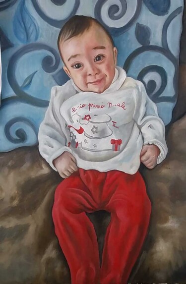 Картина под названием "Ritratto di Bambino" - Raffaele Sannino, Подлинное произведение искусства, Масло Установлен на artwor…
