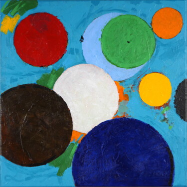 Painting titled "Quadrat 1" by Detlef Lemme (Farbenkugel), Original Artwork, Acrylic Mounted on Wood Stretcher frame