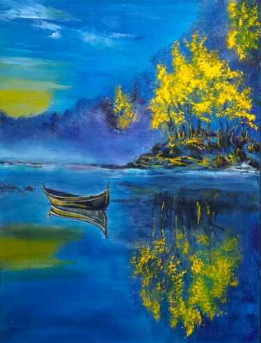 图画 标题为“blue sunset” 由Maryna Krasilovska Blasizza, 原创艺术品, 丙烯