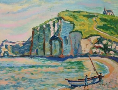 绘画 标题为“Shore in Waiting” 由Sergey Demchishin, 原创艺术品, 油 安装在木质担架架上