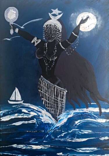 Pintura titulada "Iemanjá" por P'Aaqu, Obra de arte original, Acrílico