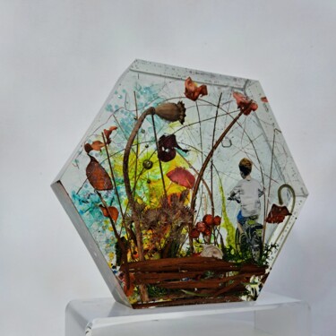 Skulptur mit dem Titel "The boy and his bike" von Hanneke Pereboom, Original-Kunstwerk, Harz