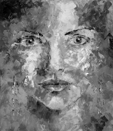 Painting titled "She Knows" by Lubosh Valenta, Original Artwork, Acrylic Mounted on Wood Stretcher frame