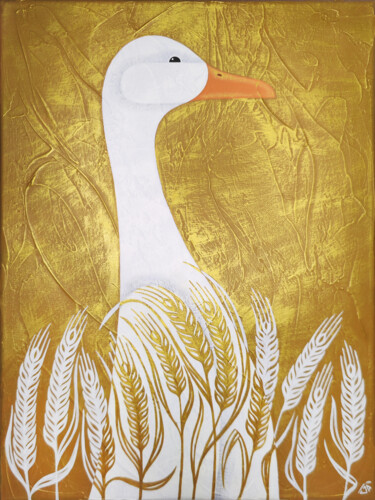 Goose in the ears of wheat 绘画 标题为“Goose in the ears o…” 由Yulia Belasla, 原创艺术品, 丙烯