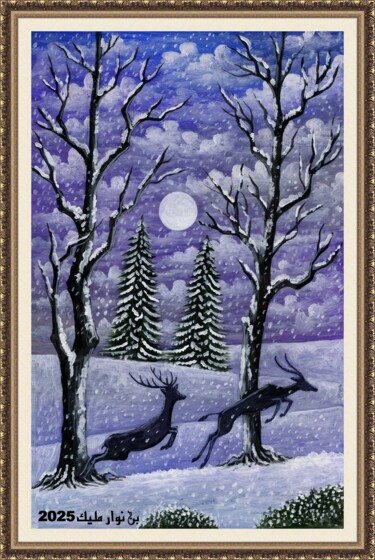 Schilderij getiteld "Snowy vitality" door Malik Bennouar, Origineel Kunstwerk, Acryl