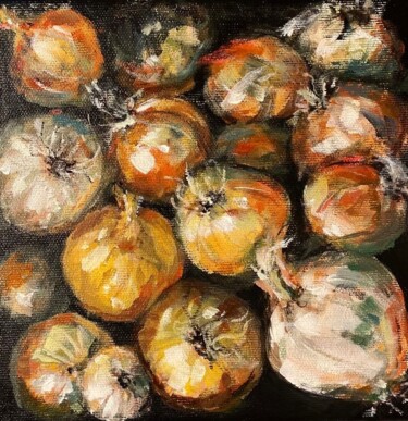 Painting titled "Onions" by Nataliya Fenko, Original Artwork, Acrylic Mounted on Wood Stretcher frame