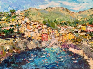 Painting titled "Riomaggiore Cinque…" by Vilma Gataveckiene, Original Artwork, Oil