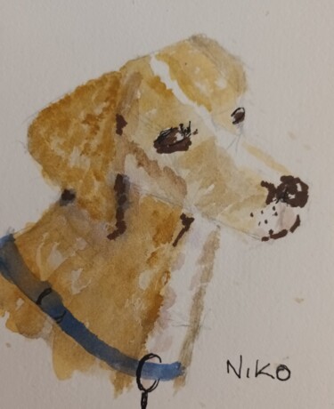 Pintura intitulada "Niko - animal de es…" por Isabel Alfarrobinha, Obras de arte originais, Aquarela
