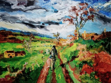 Peinture intitulée "Le chemin de Saint-…" par Antoine Juliens, Œuvre d'art originale, Acrylique Monté sur Carton