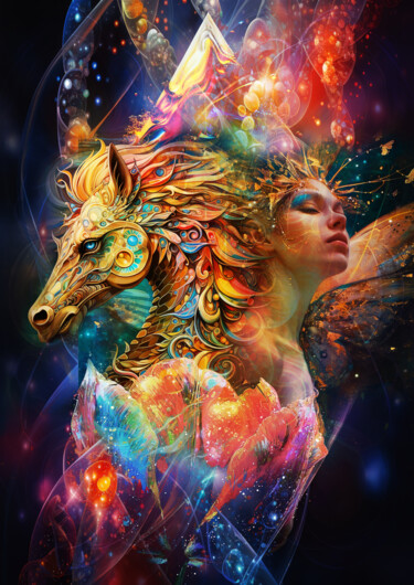 Arts numériques intitulée "Magic Horse" par Vyctoire Sage, Œuvre d'art originale, Image générée par l'IA