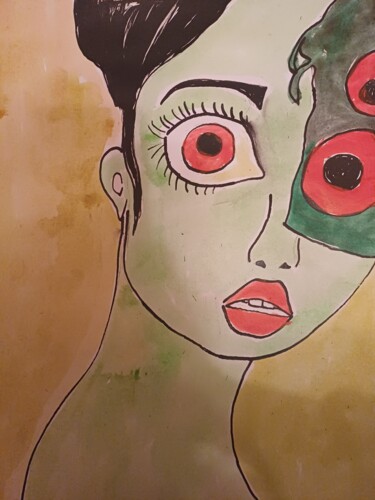 Dessin intitulée "Eyes watching" par Ashton Knighting, Œuvre d'art originale, Encre