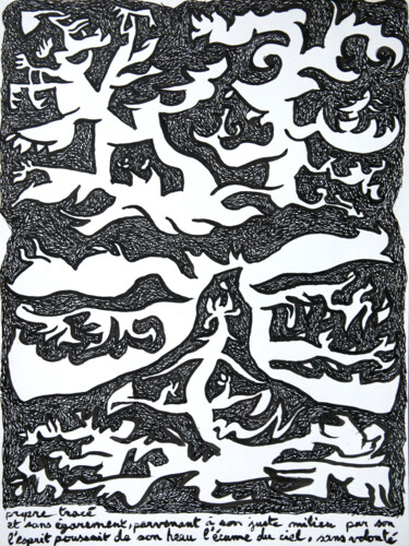 Drawing titled "Desseins? 2010-B 01" by Rémy Verneuil, Original Artwork, Ink