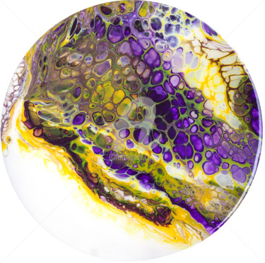 Painting titled "Lilac-yellow circle…" by Svetlana Saratova, Original Artwork, Acrylic