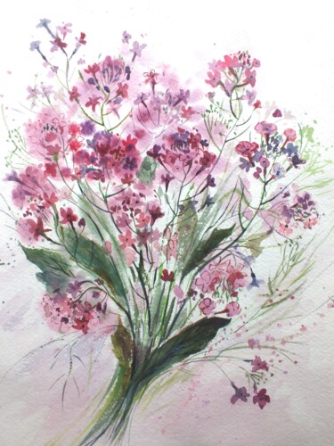 Peinture intitulée "Цветы акварелью на…" par Svetlana Cizenkova, Œuvre d'art originale, Aquarelle