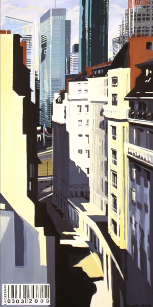 N°16 - La Défense depuis Neuilly sur Seine Painting titled "N°16 - La Défense d…" by Michelle Auboiron, Original Artwork, Acrylic Mounted on Wood Stretcher frame