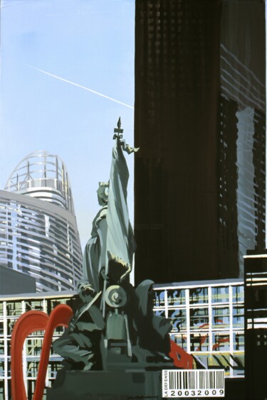 N°12 - Statue de la Défense, stabile de Calder, tour Areva Картина под названием "N°12 - Statue de la…" - Michelle Auboiron, Подлинное произведение искусства, Акрил Установлен на Дере…