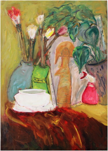 Peinture intitulée "Les vieux pinceaux" par Victorine Follana, Œuvre d'art originale, Huile Monté sur Châssis en bois