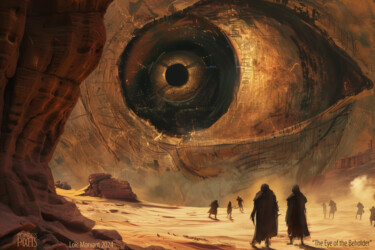 Digital Arts titled "The Eye of the Beho…" by Pointless Pixels, Original Artwork, AI generated image Mounted on Wood Stretch…