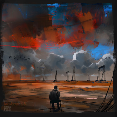 Digital Arts titled "Introspective v3" by Pointless Pixels, Original Artwork, AI generated image Mounted on Wood Stretcher f…