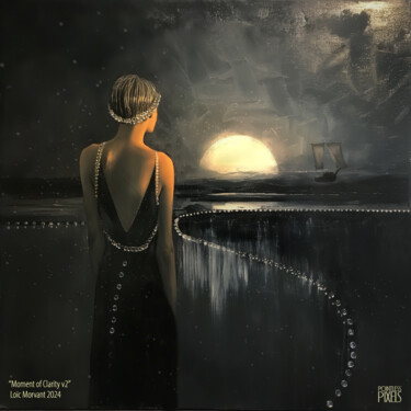 Digital Arts titled "Moment of Clarity" by Pointless Pixels, Original Artwork, AI generated image Mounted on Wood Stretcher…