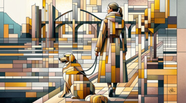 Digitale Kunst mit dem Titel "Gassi-1" von Franz Grausenburger, Original-Kunstwerk, Digitale Malerei
