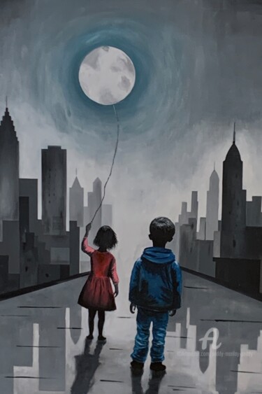 Peinture intitulée "De la terre à la lu…" par Paddy Manlay (Paddy), Œuvre d'art originale, Acrylique Monté sur Châssis en bo…