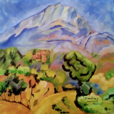 Painting titled "La Sainte Victoire…" by Claudine Brazzi, Original Artwork, Oil Mounted on Wood Stretcher frame