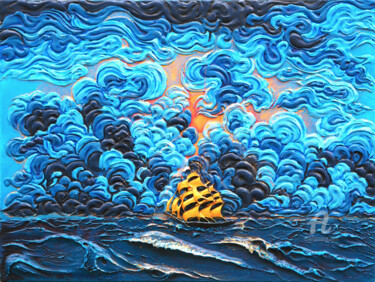 绘画 标题为“Call of the Sea” 由Dragos Burghiu, 原创艺术品, 丙烯 安装在其他刚性面板上