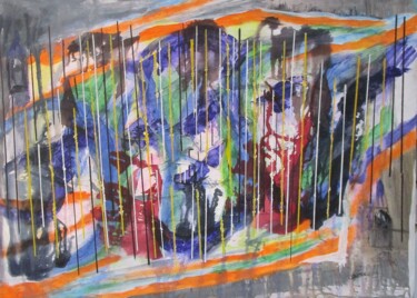 Abstrait 1724 Peinture intitulée "Abstrait 1724" par Claude Gascon, Œuvre d'art originale, Acrylique Monté sur Panneau de bois