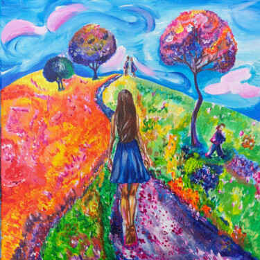 Bright way forward 绘画 标题为“Bright way forward” 由Anna Kober, 原创艺术品, 丙烯 安装在木质担架架上