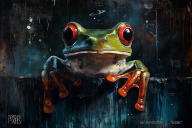 Digital Arts titled "European Tree Frog" by Pointless Pixels, Original Artwork, AI generated image