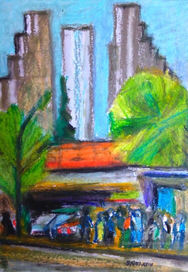 Painting titled "Veduta de Belgrad,…" by Slobodan Spasojevic (Spaki), Original Artwork, Pastel