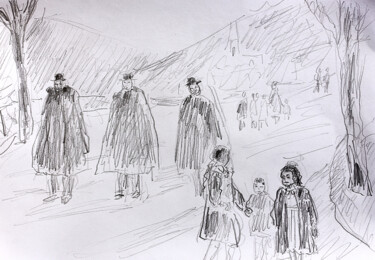 Disegno intitolato "Portugal1" da Jean Mirre, Opera d'arte originale, Matita