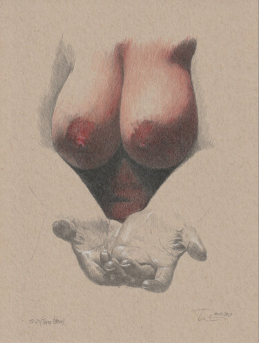 "Torso 011124 (22:24)" Tekening getiteld ""Torso 011124 (22:2…" door Walter Roos, Origineel Kunstwerk, Potlood