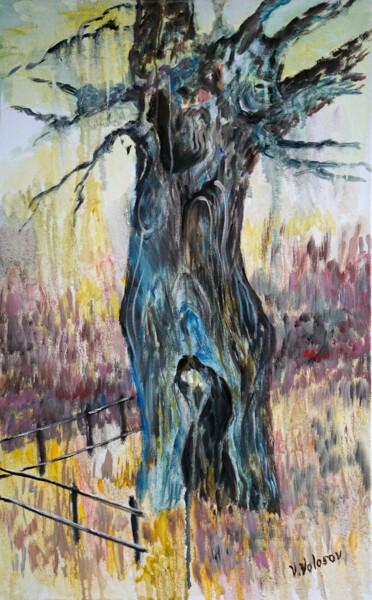 Very Old Oak. Pittura intitolato "Very Old Oak." da Vladimir Volosov, Opera d'arte originale, Olio Montato su Telaio per barella in legno