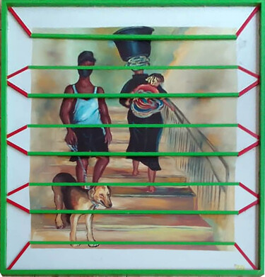 Peinture intitulée "LA VIE AU QUOTIDIEN…" par Lako Mangan Combey, Œuvre d'art originale, Acrylique Monté sur Aluminium